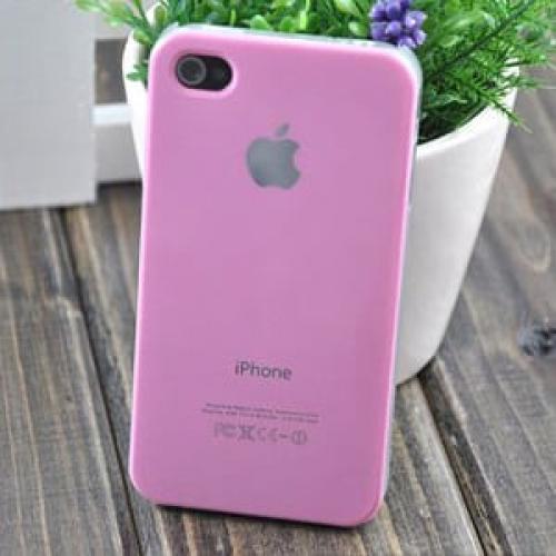 Чехол Пластик c логотипом Бледно-Розовый для IPhone 4-4s