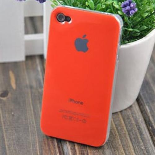 Чехол Пластик c логотипом Красный для IPhone 4-4s