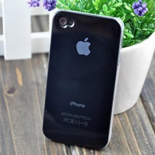Чехол Пластик c логотипом Черный для IPhone 4-4s