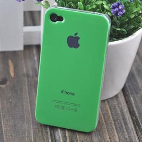 Чехол Пластик c логотипом Зеленый для IPhone 4-4s