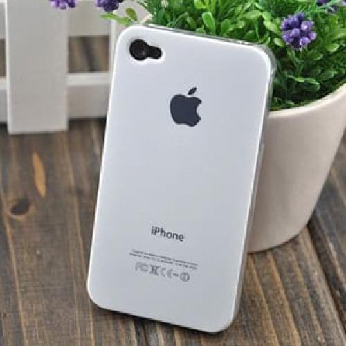 Чехол Пластик c логотипом Белый для IPhone 4-4s
