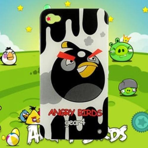 Чехол Пластик Angry Birds Черно-белый для IPhone 4-4s