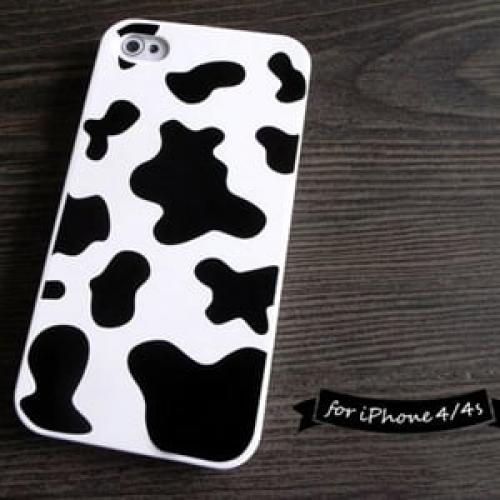Чехол Пластик Корова Черно-белый для IPhone 4-4s