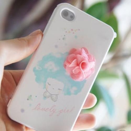 Чехол Happymori Pink Flower Girl Розовый цветок для IPhone 4-4s