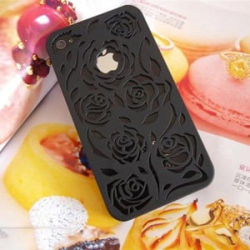 Чехол накладка розы Черный для IPhone 4-4s