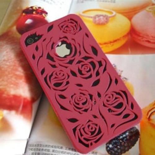 Чехол накладка розы Красный для IPhone 4-4s