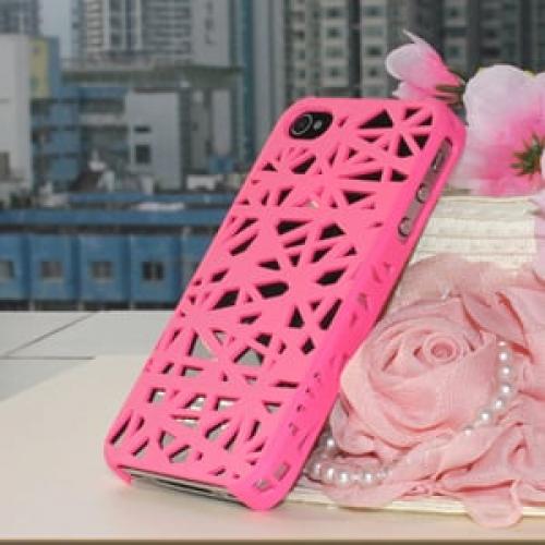 Чехол накладка Паутинка Розовая для IPhone 4-4s