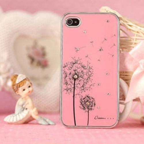 Чехол пластиковый с рисунком Одуванчика Розовый для IPhone 4-4s