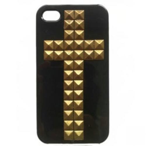 Чехол пластиковый Крест Черный + bronze для IPhone 4-4s