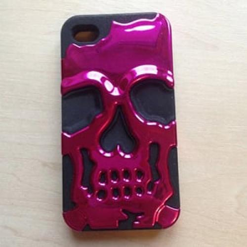 Защитный чехол Череп Skull Head Ярко розовый для iPhone 4&4s