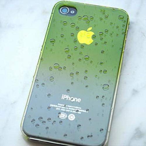 Пластиковый чехол Raindrop Green Капли Дождя Зеленый для IPhone 4-4s