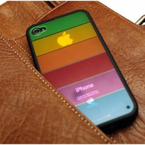 Чехол накладка lims Радуга Rainbow Черный для IPhone 4-4s