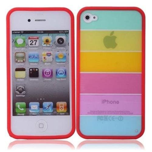 Чехол накладка lims Радуга Rainbow Красный для IPhone 4-4s