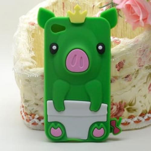 Чехол iPig свинья зеленая для IPhone 4-4s