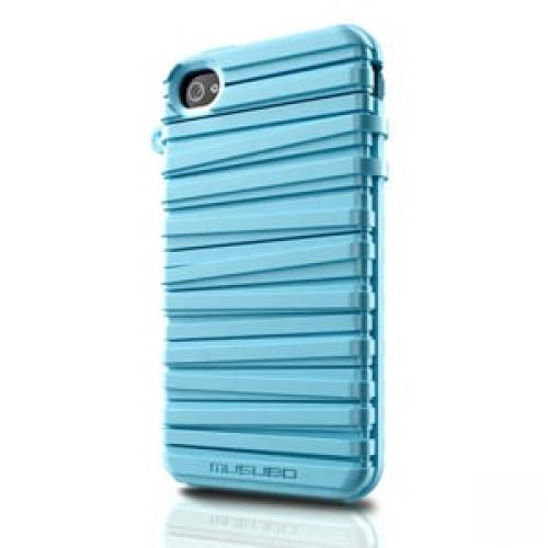 Чехол силиконовый  Ребристый чехол MUSUBO Голубой для IPhone 4-4s