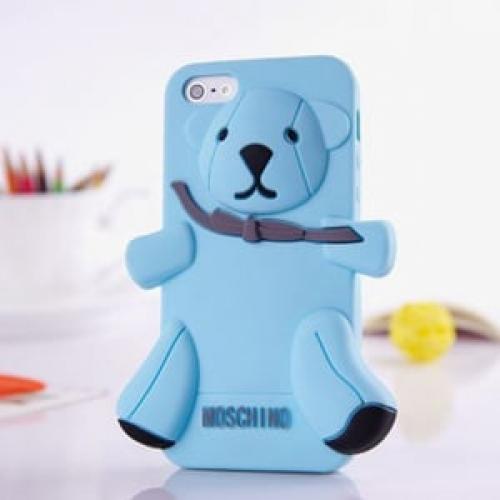 Силиконовый чехол Moschino Bear Голубой для Iphone 4-4s