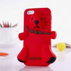 Силиконовый чехол Moschino Bear Красный для Iphone 4/4s