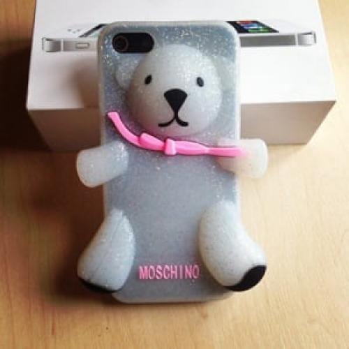 Силиконовый чехол Moschino Bear Серебряный для Iphone 4-4s