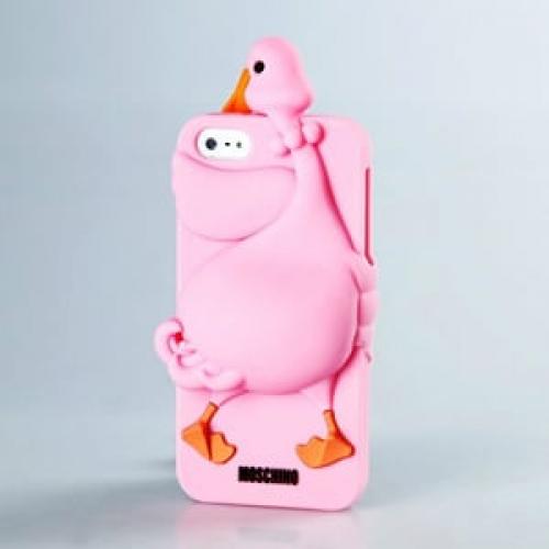 Силиконовый чехол Moschino Duck ярко-розовый для Iphone 4-4s