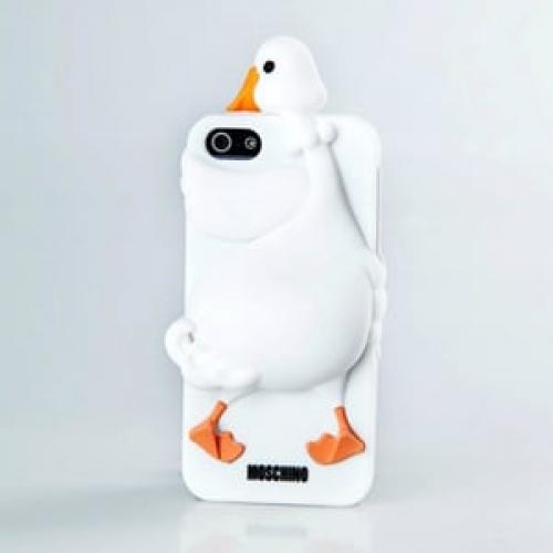 Силиконовый чехол Moschino Duck белый для Iphone 4-4s