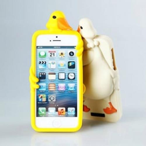 Силиконовый чехол Moschino Duck желтый для Iphone 4-4s
