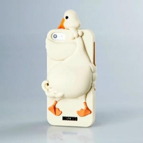 Силиконовый чехол Moschino Duck бежевый для Iphone 4-4s