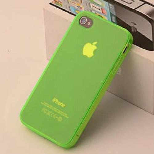 Силиконовый чехол ультратонкий 0.7мм Зеленый для Iphone 4-4s
