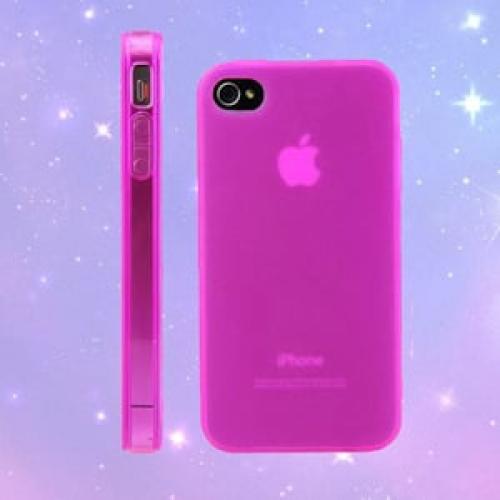 Силиконовый чехол ультратонкий 0.7мм Ярко Розовый для Iphone 4-4s