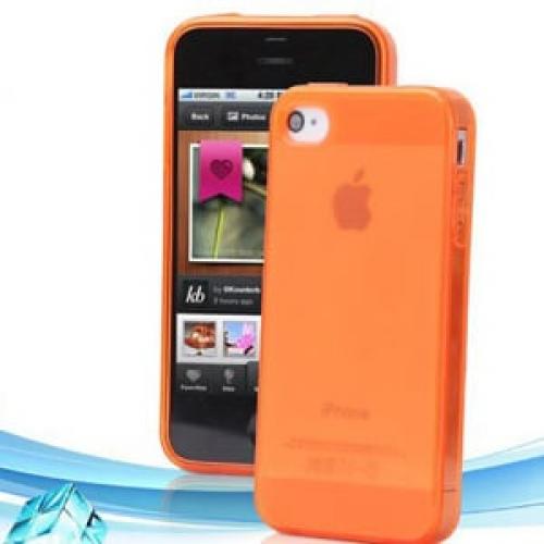 Силиконовый чехол ультратонкий 0.7мм Оранжевый для Iphone 4-4s