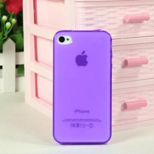 Силиконовый чехол ультратонкий 0.7мм Фиолетовый для Iphone 4-4s