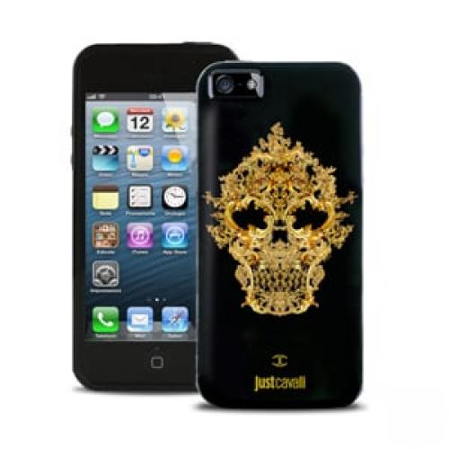 Силиконовый чехол Justcavalli Skull Black Череп Черный для IPhone 4-4s