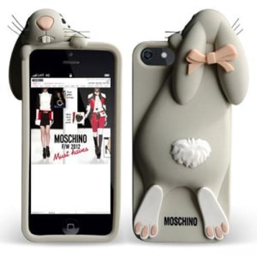 Силиконовый чехол Moschino Violetta Rabbit серый для iPhone 4-4s