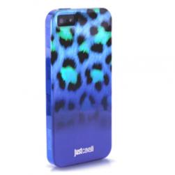 Силиконовый чехол Justcavalli Macro Leopard Леопард Синий для iPhone 4/4s