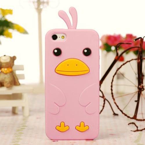 Силиконовый чехол Cute Ducky Розовый для iPhone 4-4s