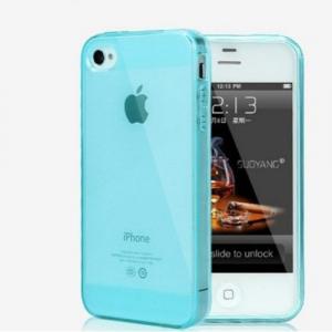 Силиконовый чехол c полосками Голубой для iPhone 4/4s
