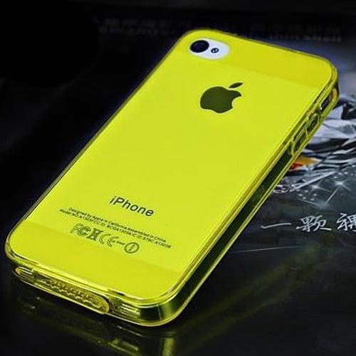 Силиконовый чехол c полосками Желтый для iPhone 4-4s