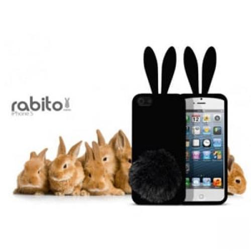 Силиконовый чехол-зайчик Rabito с ушками Черный для iPhone 6