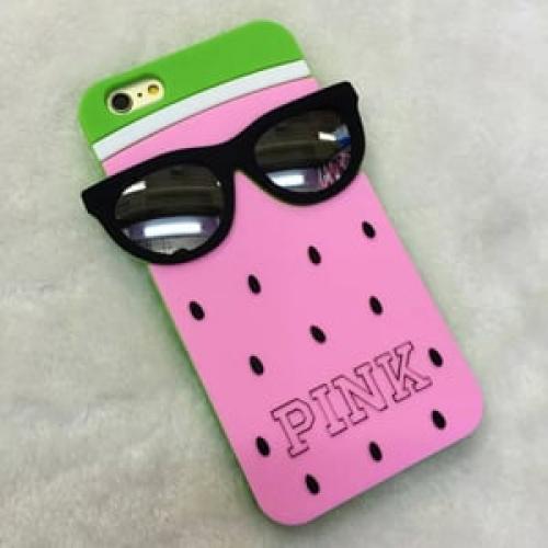 Силиконовый чехол Pink Glasses Watermelon св. Розовый для IPhone 6-6s