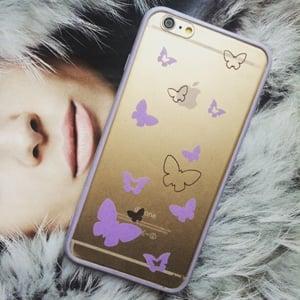 Чехол накладка Lims Butterfly Фиолетовый с прозрачным для IPhone 6/6s