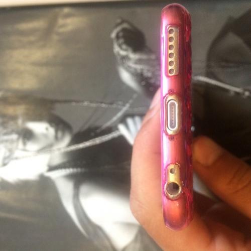 Силиконовый чехол Ромбики со стразами Прозрачный с розовым для iPhone 6&6s