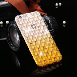 Силиконовый чехол Ромбики со стразами Прозрачный с Желтым для iPhone 6&6s