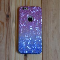 Силиконовый чехол Блестки с вырезом Розовый с Синим для iPhone 6/6s