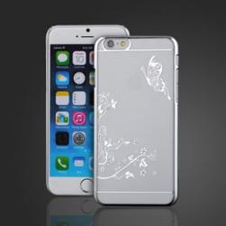 Чехол пластиковый прозрачный с Бабочкой Серебро для IPhone 6