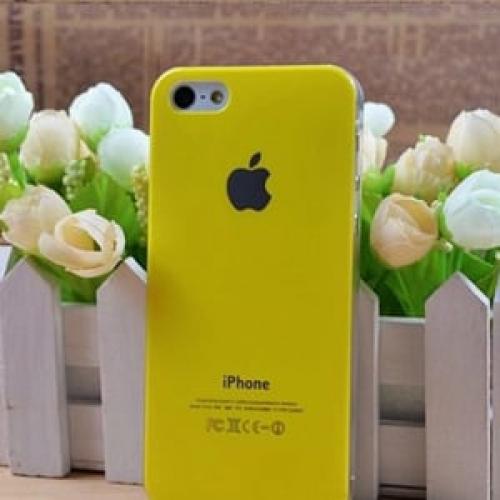 Чехол Пластик c логотипом Желтый для IPhone 5-5s
