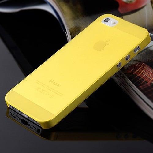 Чехол Ультратонкий 0.5мм мягкий пластик Желтый для IPhone 5-5s