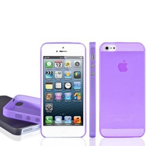 Чехол ультратонкий мягкий пластик 0.3мм Фиолетовый для IPhone 5-5s