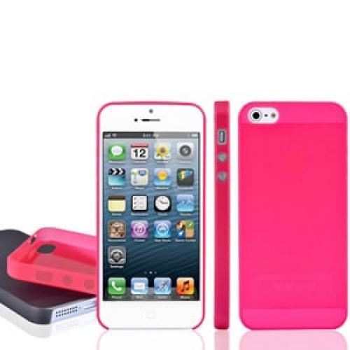 Чехол ультратонкий мягкий пластик 0.3мм Ярко розовый для IPhone 5-5s
