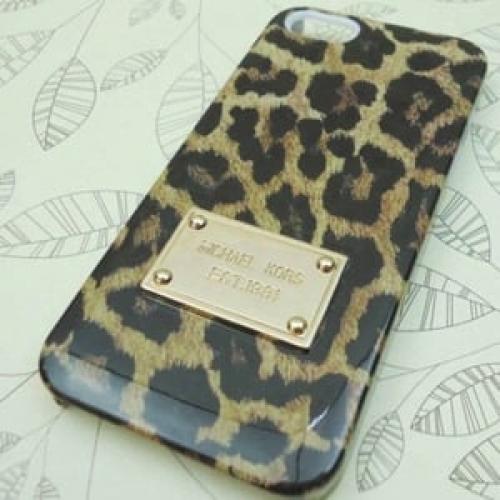Пластиковый чехол Michael Kors Leopard Леопард черно Коричневый для IPhone 5-5s