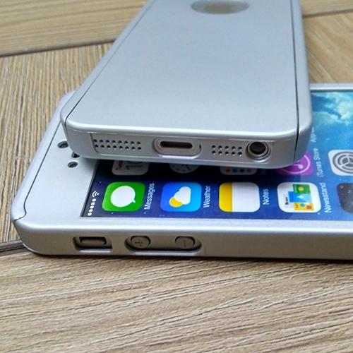 Пластиковый чехол Полная Защита 360 с стеклом Серебро для iPhone 5&5s&5se