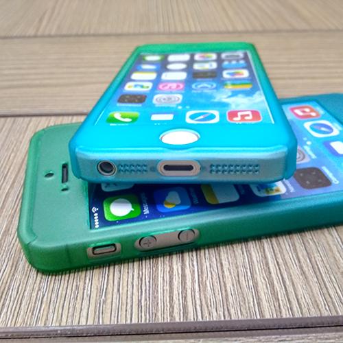 Пластиковый чехол Полная Защита 360 с стеклом Зеленый-Синий для iPhone 5&5s&5se